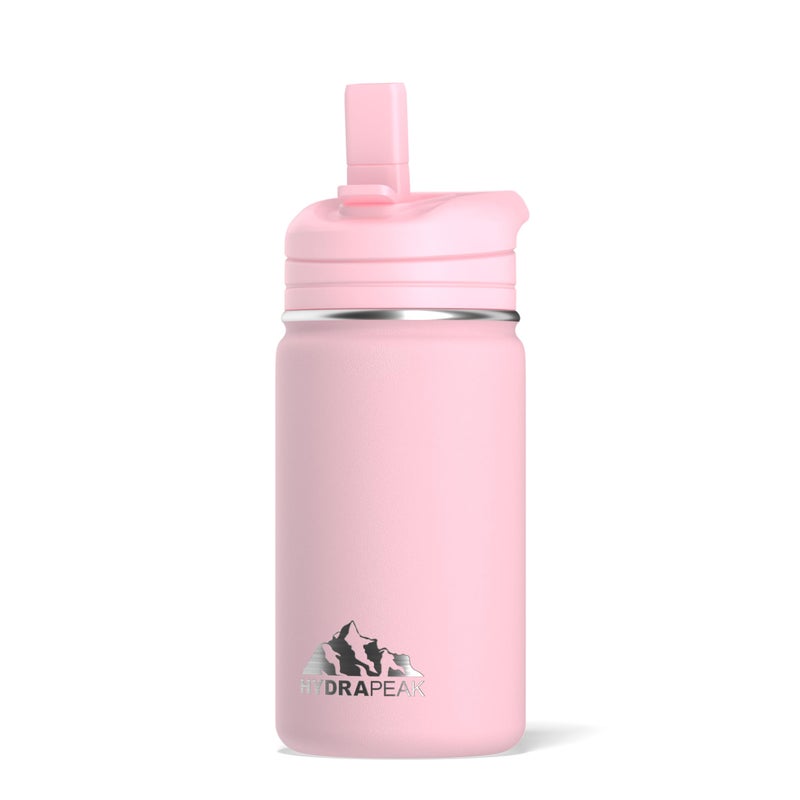 Hydrapeak Mini 14oz Water Bottle with Straw Lid, Stainless Steel Double Wall Insulated Water Bottle | Leak-Proof and Spill-Proof Water Bottle, 24 Hours Cold (Pink) - Image 1